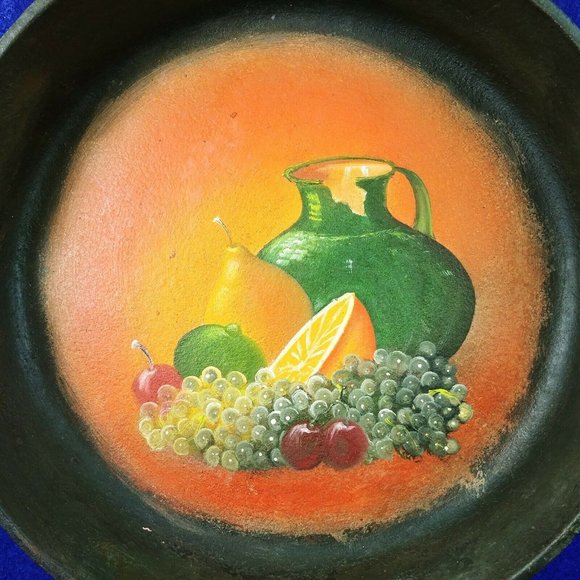 Cast Iron Skillet Art with Easel Hand Painted Fruit Design Decoration Only - Picture 7 of 10